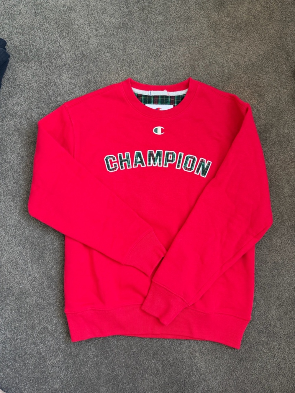 Champion Bright Red Crewneck Sweatshirt with Logo
